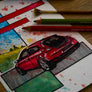 Inspiration from @cartolina.dal.giardino /VOLVO C30 Handmade Artwork and Coloring Pages (Option Puzzle)