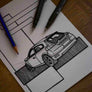 Inspiration from @cartolina.dal.giardino /VOLVO C30 Handmade Artwork and Coloring Pages (Option Puzzle)