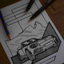 Inspiration from @bermuda.06 /ABARTH 124 SPIDER Handmade Artwork and Coloring Pages (Option Puzzle)