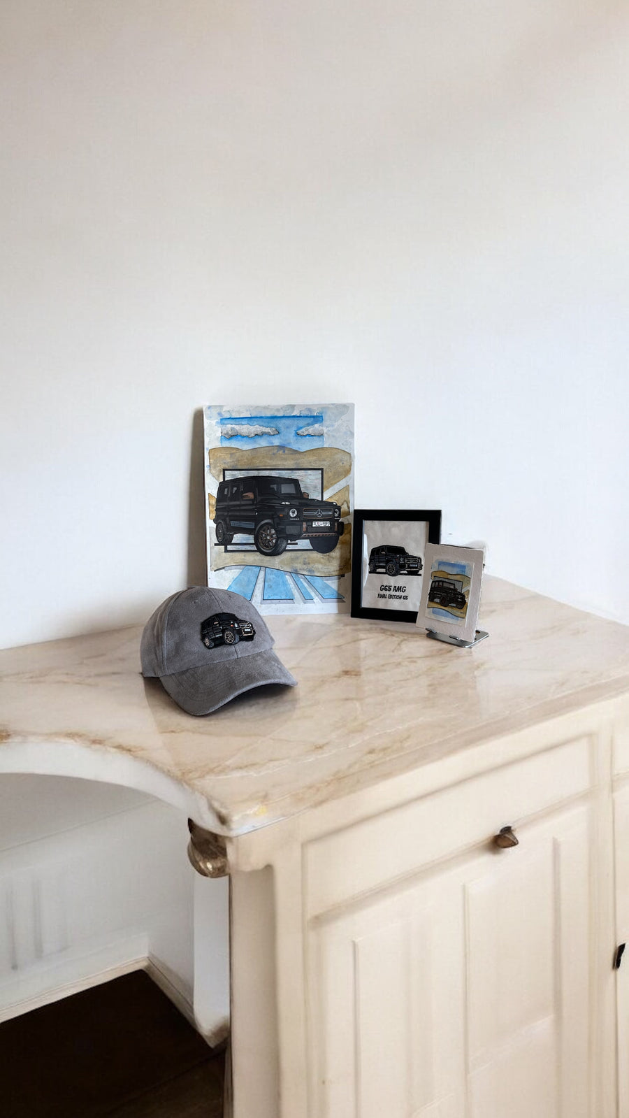 Inspiration from @adel_alnowais’s Mercedes Benz G-Wagons | Handmade Artwork-Embroidery Artwork, Hat and Scaled Down Model