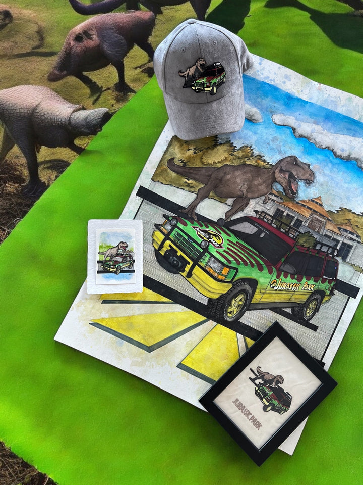 Inspiration from @jurassic_swiss’s Ford Explorer| Handmade Artwork-Embroidery Artwork and Hat