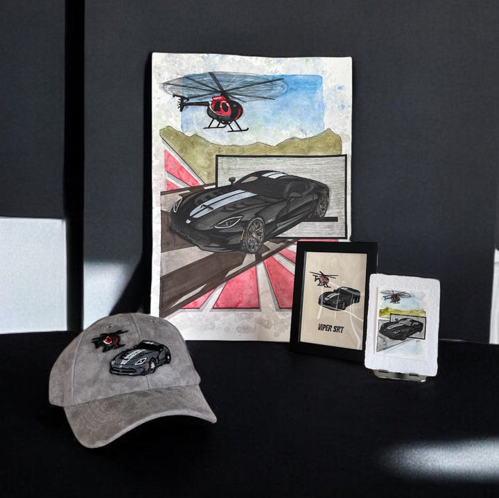 Inspiration from @cobra_vipercommand’s Viper SRT| Handmade Artwork-Embroidery Artwork and Hat