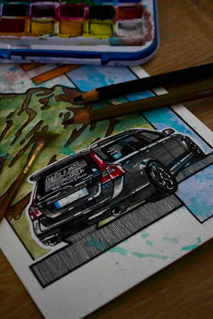 Inspiration from @halvdan_honigbart /VOLVO V70 Handmade Artwork and Coloring Pages (Option Puzzle)