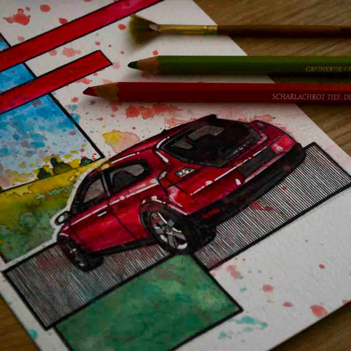 Inspiration from @cartolina.dal.giardino /VOLVO C30 Handmade Artwork and Coloring Pages (Option Puzzle)