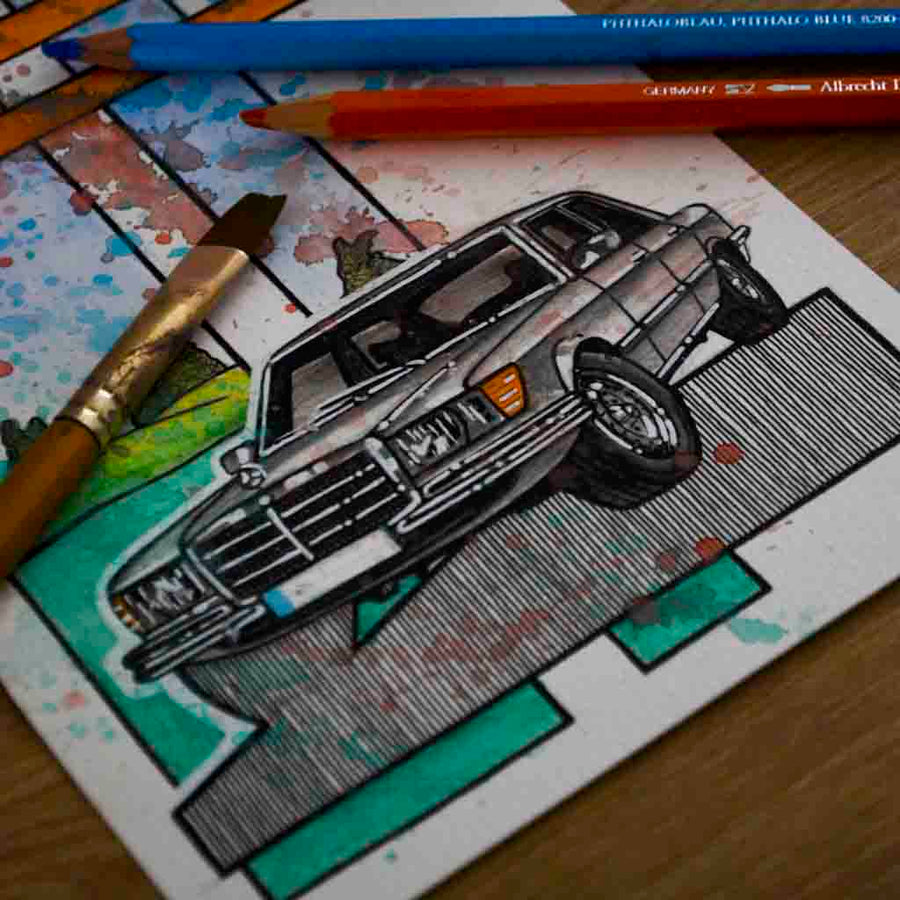 Inspiration from @el_gordito_73 /Mercedes-Benz W116 Handmade Artwork and Coloring Pages (Option Puzzle)