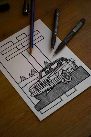 Inspiration from @el_gordito_73 /Mercedes-Benz W116 Handmade Artwork and Coloring Pages (Option Puzzle)