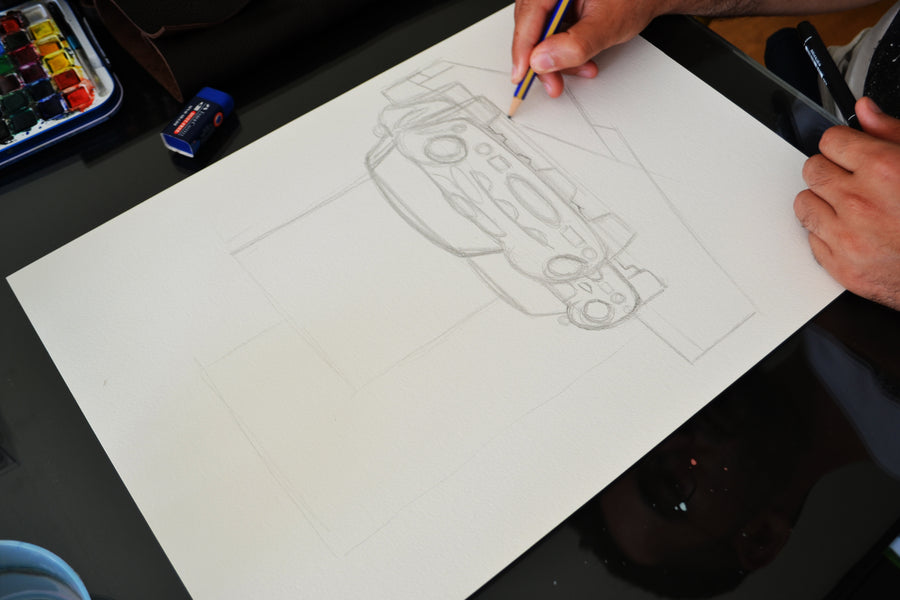 250 GTO Dirty Race Art-Unframed (Original Drawing)