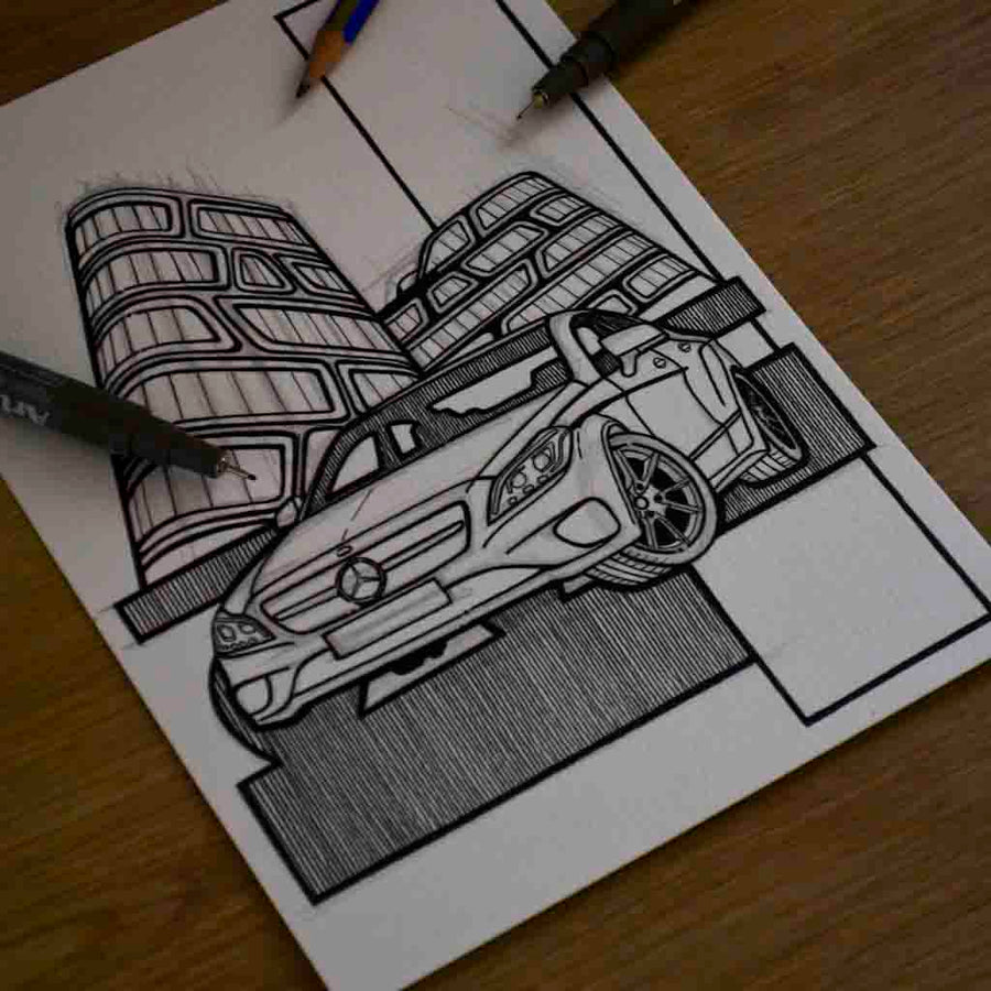 Inspiration from @csmaroti98 /Mercedes-Benz CLS Handmade Artwork and Coloring Pages (Option Puzzle)
