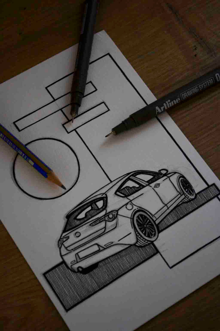 Inspiration from @the.white.giuly /ALFA ROMEO Giulietta Handmade Artwork and Coloring Pages (Option Puzzle)