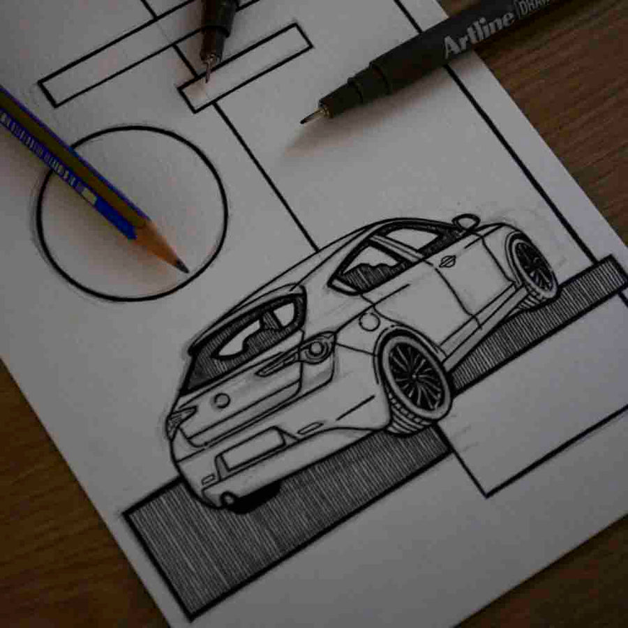 Inspiration from @the.white.giuly /ALFA ROMEO Giulietta Handmade Artwork and Coloring Pages (Option Puzzle)