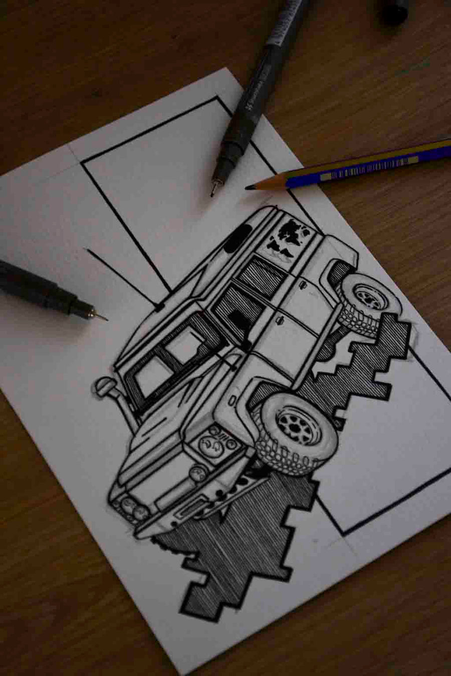 Inspiration from @polarlandy /Land Rover Defender Handmade Artwork and Coloring Pages (Option Puzzle)