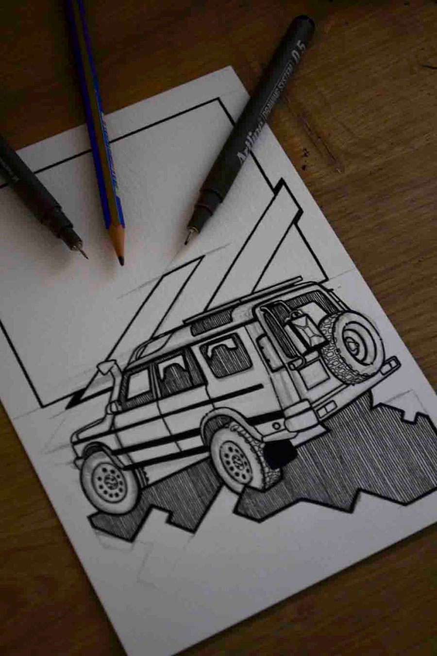 Inspiration from @matt_ske /Land Rover Discovery Handmade Artwork and Coloring Pages (Option Puzzle)