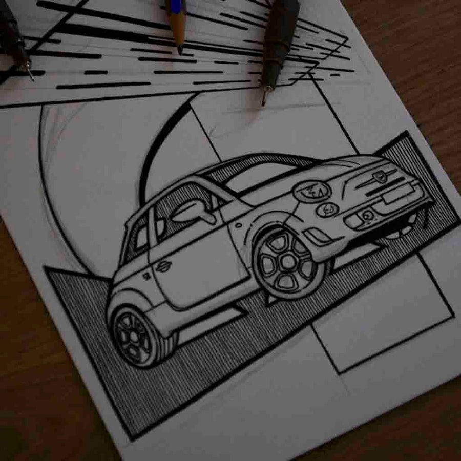 Inspiration from @abarthnl /ABARTH 500 Handmade Artwork and Coloring Pages (Option Puzzle)