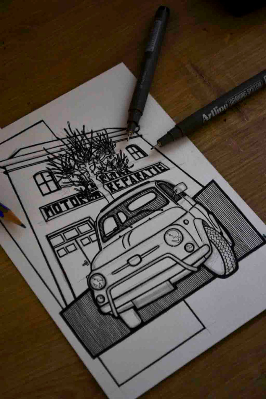 Inspiration from @whitefiat500l /FIAT 500 Handmade Artwork and Coloring Pages (Option Puzzle)
