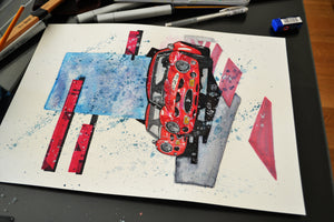 250 GTO Dirty Race Art-Unframed (Original Drawing)