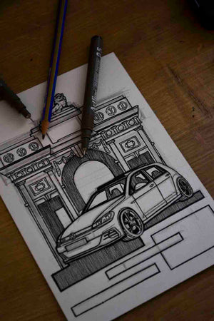 Inspiration from @helle_tcr /VOLKSWAGEN GOLF R Handmade Artwork and Coloring Pages (Option Puzzle)