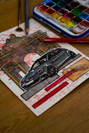 Inspiration from @helle_tcr /VOLKSWAGEN GOLF R Handmade Artwork and Coloring Pages (Option Puzzle)