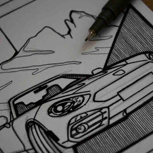 Inspiration from @bermuda.06 /ABARTH 124 SPIDER Handmade Artwork and Coloring Pages (Option Puzzle)