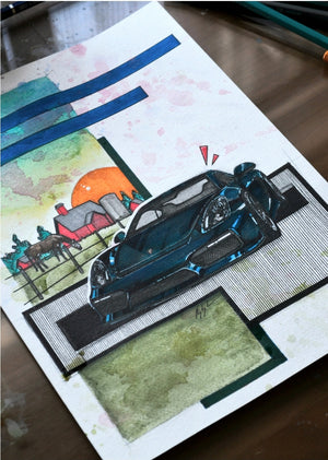 Inspiration from @weekndr.porsche 's Cayman GT4-964 / Handmade Artwork ürününün kopyası