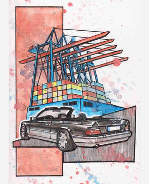 Inspiration from @w124cabriolet /Mercedes-Benz W124 Cabriolet Handmade Artwork and Coloring Pages (Option Puzzle)