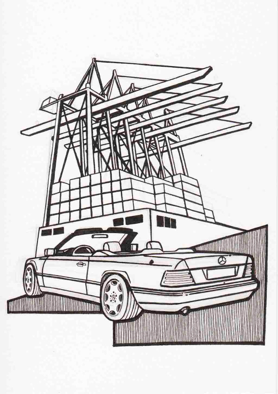 Inspiration from @w124cabriolet /Mercedes-Benz W124 Cabriolet Handmade Artwork and Coloring Pages (Option Puzzle)