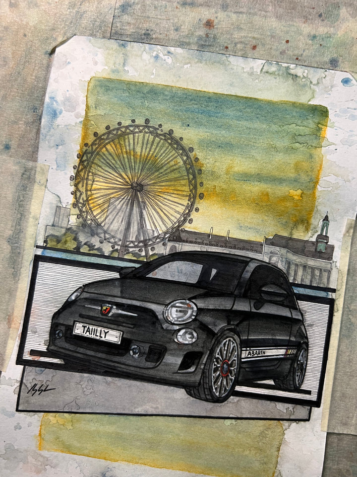 Inspiration from @velocesoflondon’s Abarth 595 | Handmade Artwork