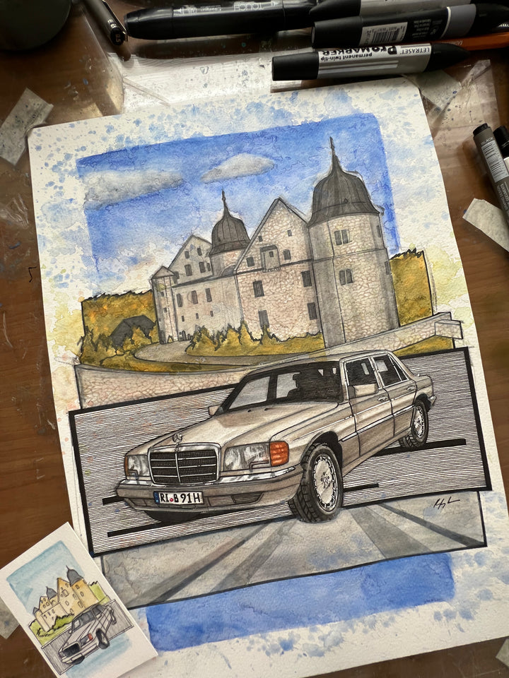 Inspiration from @w123_bkirchhoff_xten’s W126/ Handmade Artwork