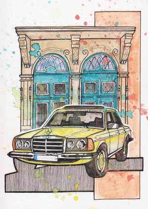 Inspiration from @vergiss_meinnicht and @mbclassic_fan /Mercedes-Benz W123 Handmade Artwork and Coloring Pages (Option Puzzle)